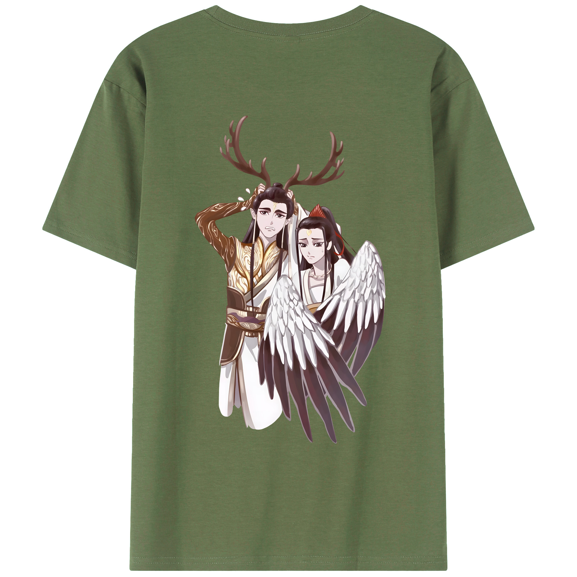 （画像用） Ne Zha 2 ナタ 魔童の大暴れ 綿100％ メンズ半袖Tシャツ（バックプリント） 通気性